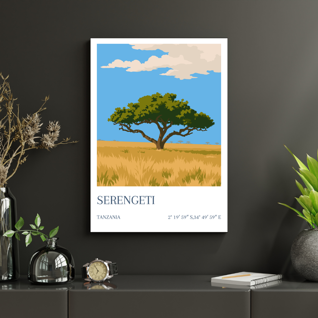 Affiche Serengeti Tanzanie décoration murale safari