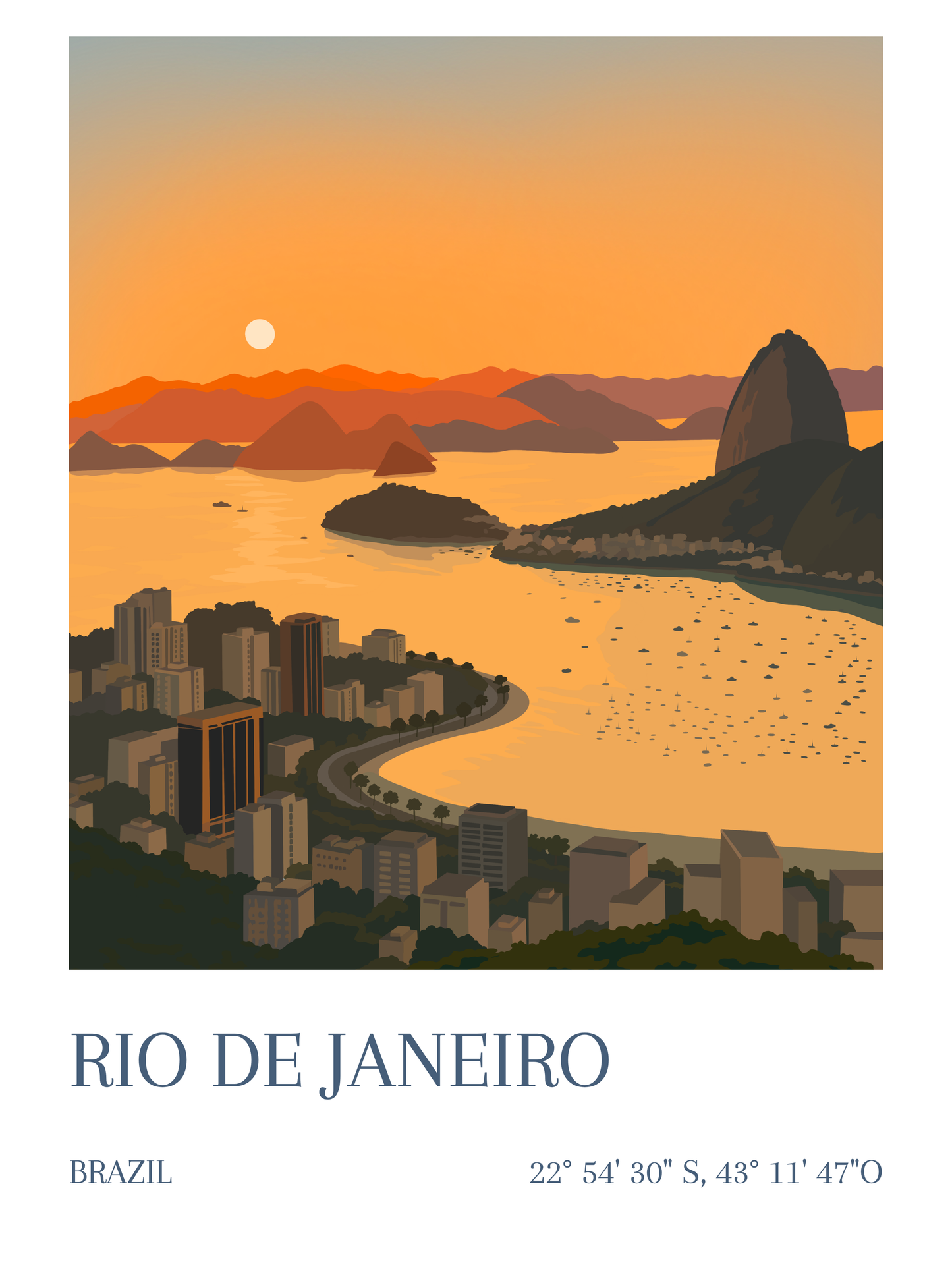Affiche Rio de Janeiro Brésil Pain de Sucre coucher de soleil