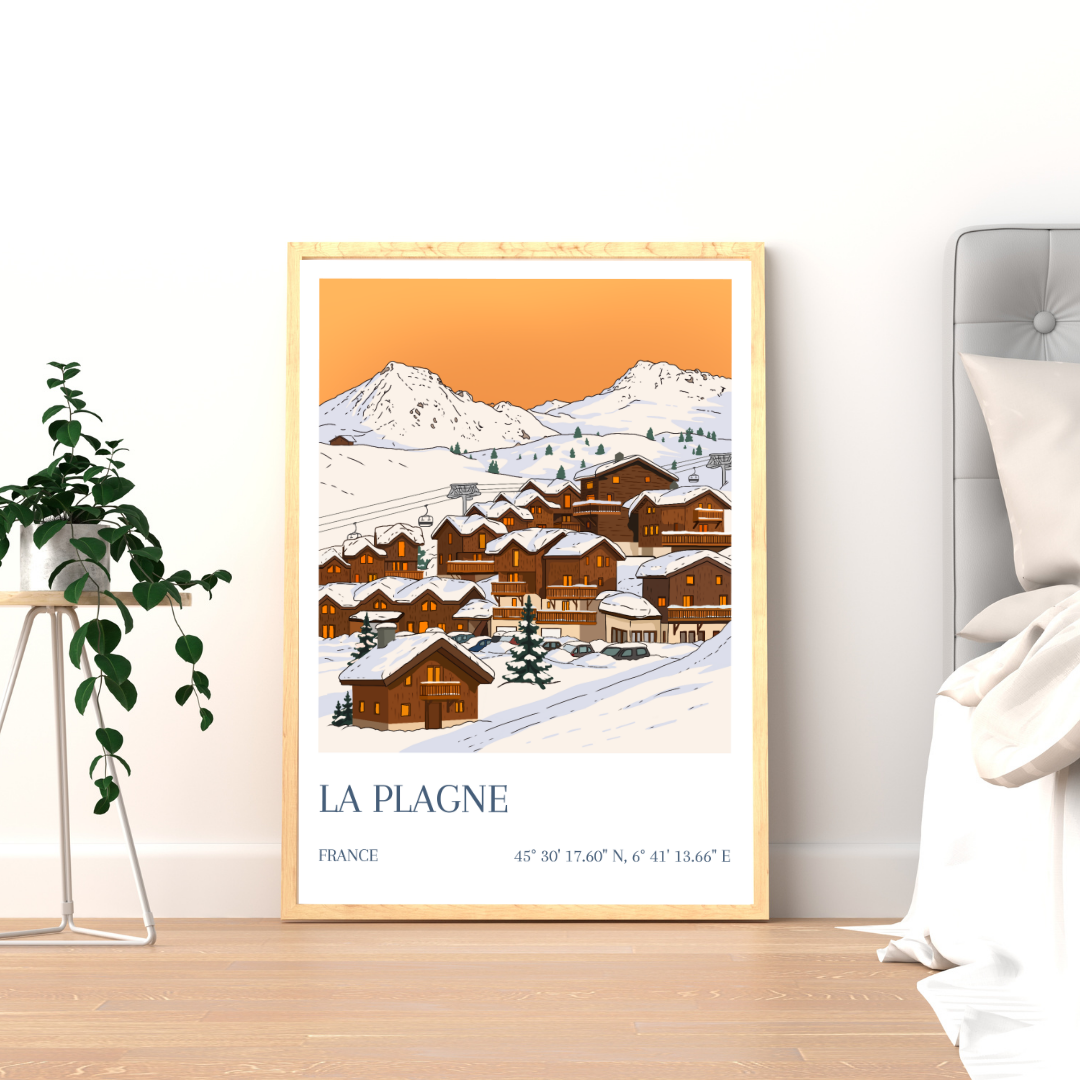 Affiche La Plagne décoration murale montagne et ski